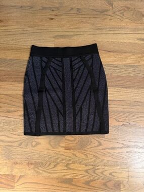 Forever 21 Metallic Navy and Black Geometric Panel Mini Skirt